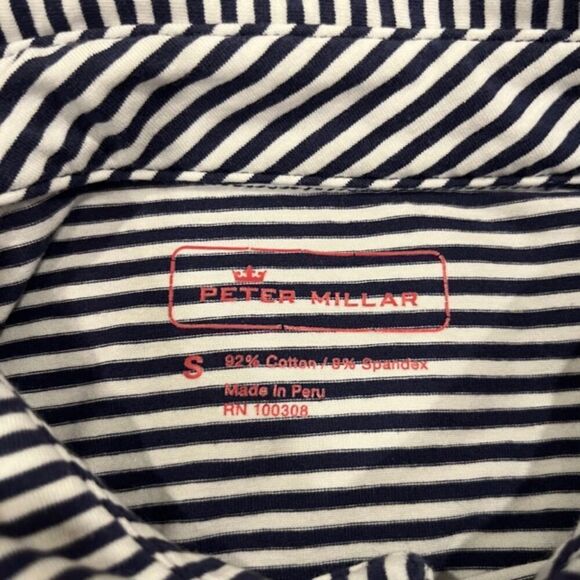 Peter Millar Men's Currahee Club Black and White Striped Golf Shirt Size Small - Picture 3 of 9